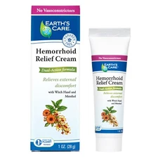 Earth's Care® Hemorrhoid Relief Cream 1 OZ / No Vasoconstrictors,  Exp. 12/ 2027