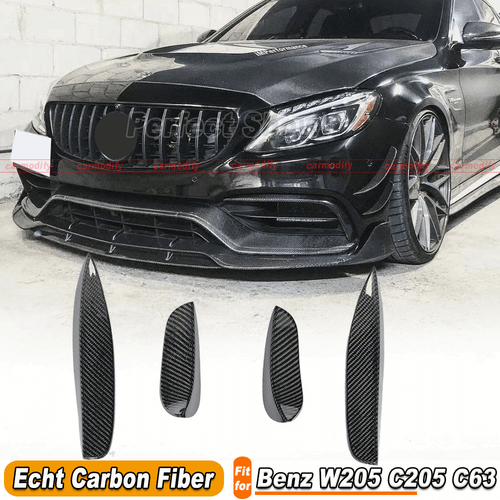Adatto per Mercedes W205 C63 AMG Carbonio Paraurti Anteriore Pinne Flaps Canards  - Foto 1 di 10