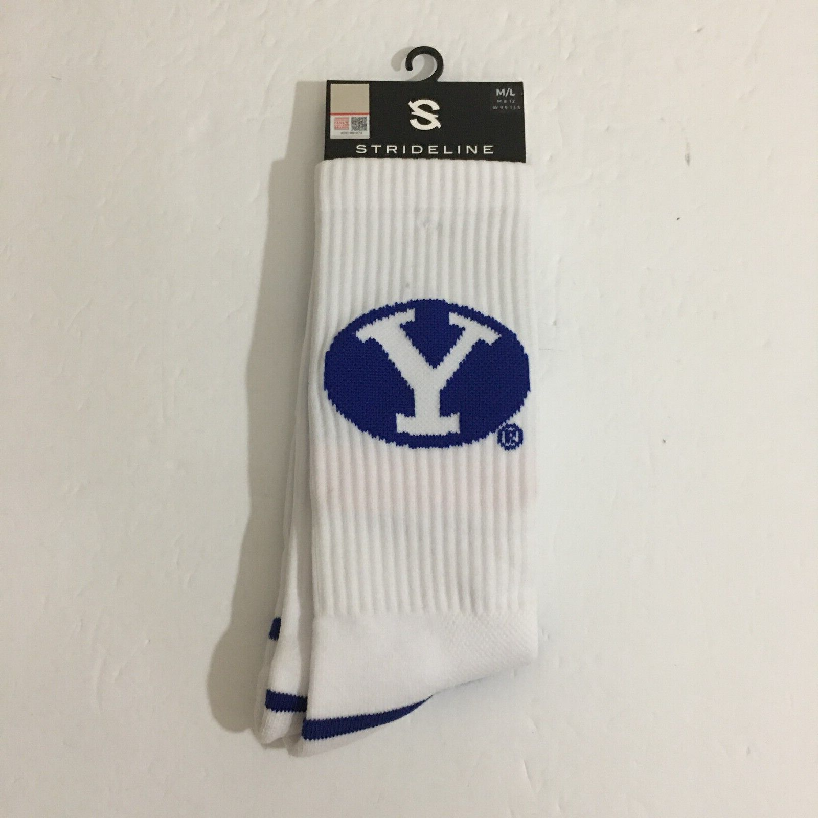 Socks STRIDELINE BYU NCAA OOUGARS 1 Pair BRAND NEW College Sports Happy Feet-image