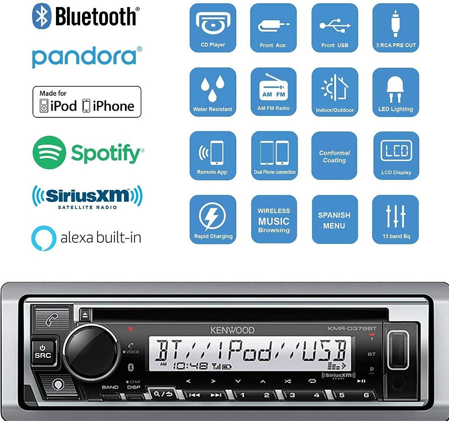 Iphone Android Alexa Usb Aux Am Fm