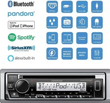 Kenwood KMR-D378BT Marine Bluetooth CD Player iPhone Android Alexa USB Aux AM FM