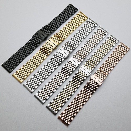 Metal Butterfly Clasp Watchband Stainless Durable Steel Strap Curved Bracelet - Picture 12 of 15