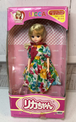 Vintage Takara Licca Chan Doll Japan Boxed Blonde Floral Dress 1980s