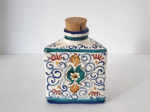 IMA Ceramiche Montelupo handbemalte Blumen Wirbel Keramikflasche Italien - Bild 5 von 17