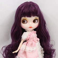 12" Blythe doll Nude Purple hair Carved lips Custom face dudu mouth Joint body