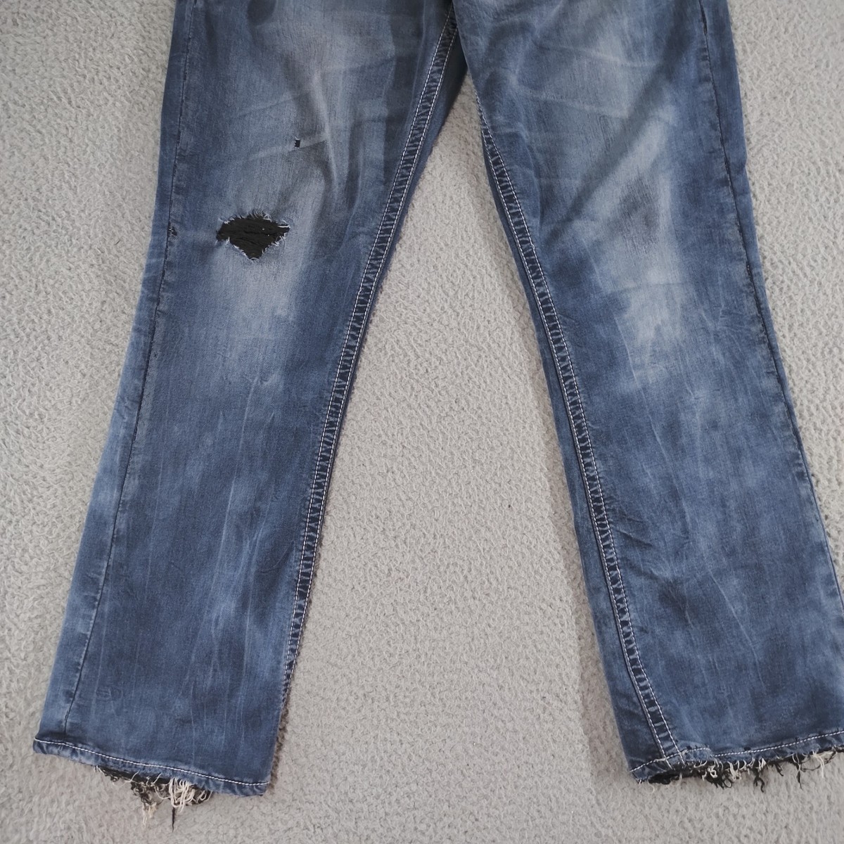Salvage Mayhem Jean Men 34x32 Blue Dark Wash Distressed