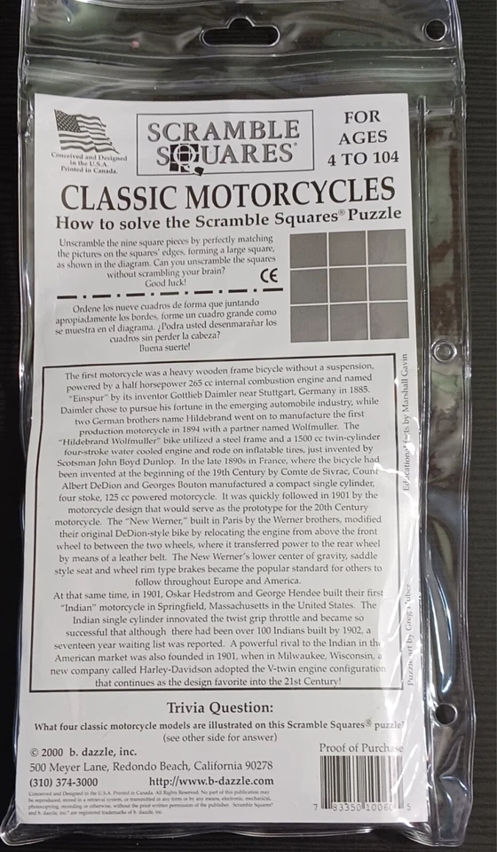 Scramble Squares MOTOCICLETAS CLÁSICAS Puzzle Scrambler Juego Rompecabezas Foto 2 de 4