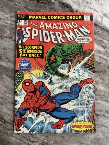 The Amazing Spider Man #145 Scorpion & Gwen Stacy Clone App. 1975 FN 🕷️🔥