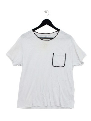 Tog24 Damen T-Shirt UK 14 Weiß 100% Baumwolle Kurzarm Rundhals Basic