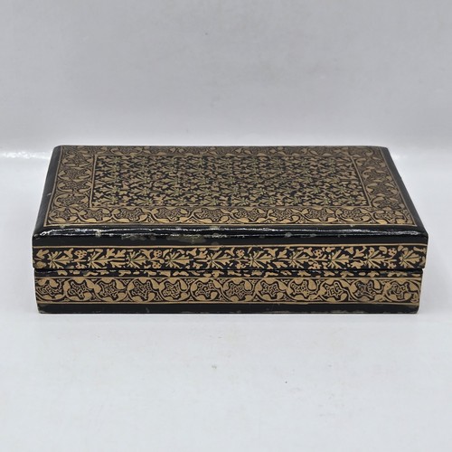 Joyero de baratija de madera arte lacado vintage diseño floral India 5"L×3"W - Imagen 16 de 19