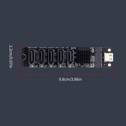 M.2 to 5 Port SATA3.0 Adapter, 6Gbps Throughput Super Speed Aluminum Heat Sink - Afbeelding 8 van 8