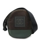 Auth Chanel Sports Coco Mark Canvas Shoulder Bag Black Green A23300 Used F/S