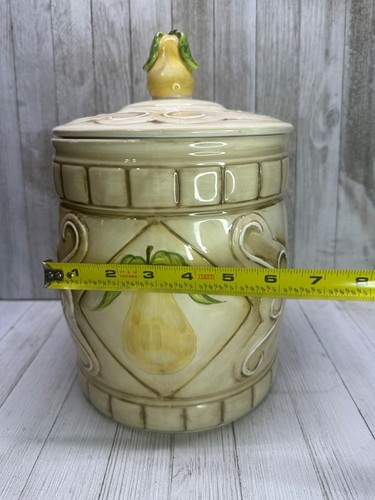 Barattolo biscotti vintage American Atelier SAN Marco 5114 giallo pera terracotta alto 11" - Foto 15 di 15