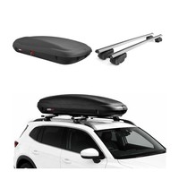 Carbonlook Dachbox 400L + Alu DachträGer Hyundai Tucson III 2016-2021 Silber