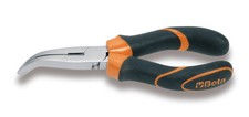 Image of Extra-Long Bent Flat Knurled Nose Pliers - Beta Tools 1164BM 160