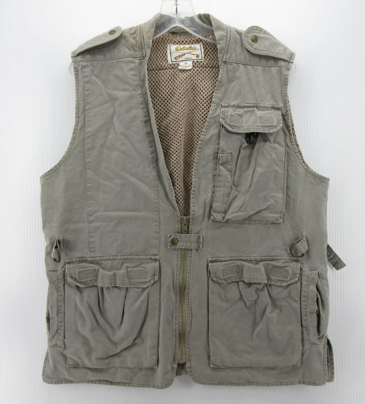 VINTAGE Cabelas Vest Men Medium Gray Fishing Hunting Safari Photography Utility*