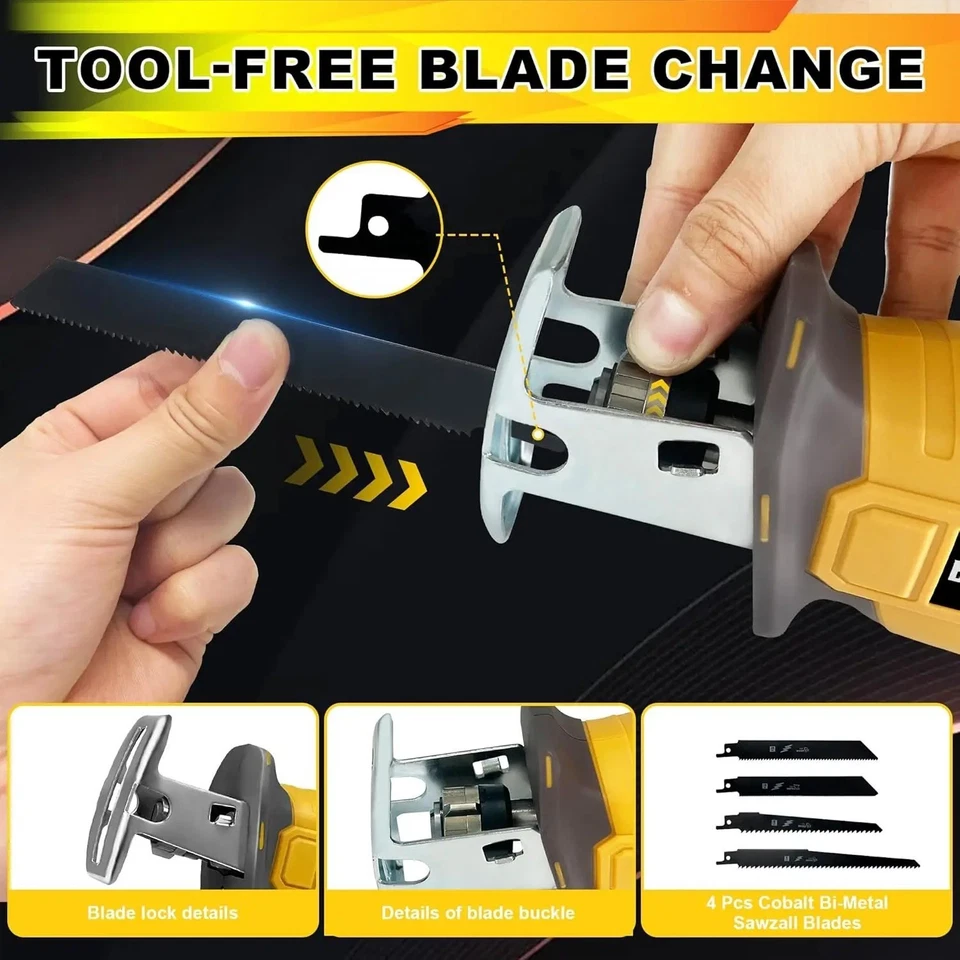 Cordless Reciprocating Saw, Portable Cutting Electric Saw Variable-speed Wooden - Image 3 of 4