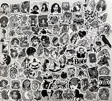 Stickerbomb Mini 100 Set Aufkleber Sticker Schwarz Wei&szlig; Gothic Laptop