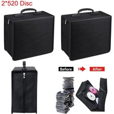 2 Pack 520 Capacity DVD Binder Case CD Wallets Storage Organizer Holder Booklet