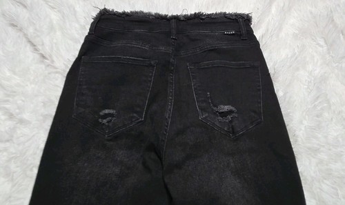 Risen schwarze Bootcut-Jeans roher Saum abgenutzt Größe 9 29 x 27 - Bild 10 von 14