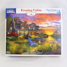 White Mountain Evening Cabin Jigsaw Puzzle 1417, 1000 Pcs., Complete