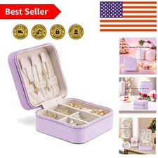 Elegant Purple Faux Leather Travel Jewelry Box - Compact Organizer for Girls