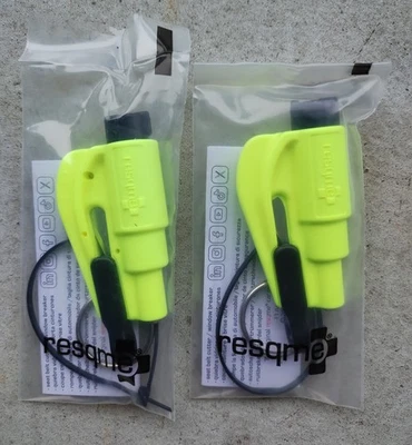 2x RESQME CAR ESCAPE EMERGENCY TOOL 2-IN-1 SEATBELT CUTTER WINDOW BREAKER USA