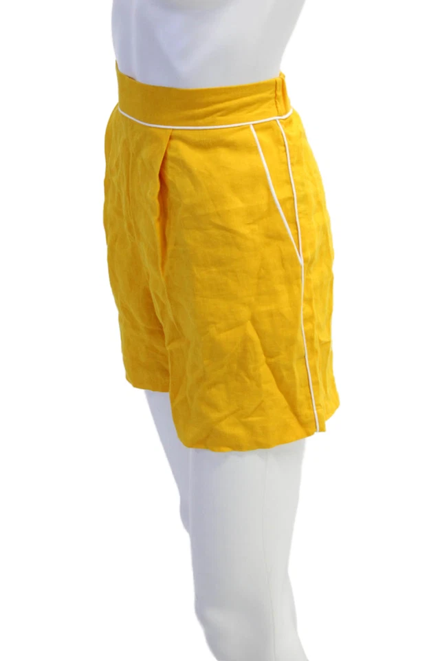 Ancient Kavvos Womens Linen High Rise Pull On Shorts Yellow Size Medium - Image 2 of 4