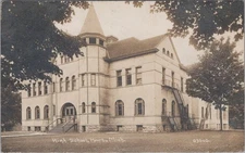 High School Hart Michigan MI 1913 Brick Victorian Arched Windows RPPC Postcard