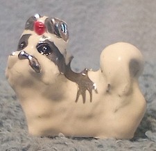 Tiny Shih Tzu Dog Figurine Enameled Metal