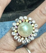 Vintage Gold Tone Adjustable AB Rhinestones &...
