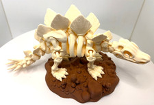 3D Printed Stegosaurus Skeleton   Bone  Color Dinosaur Model with Stand