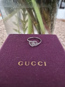 GUCCI 18K GOLD GG RUNNING PINK TOPAZ RING SIZE 7 WITH BOX *AUTHENTIC*