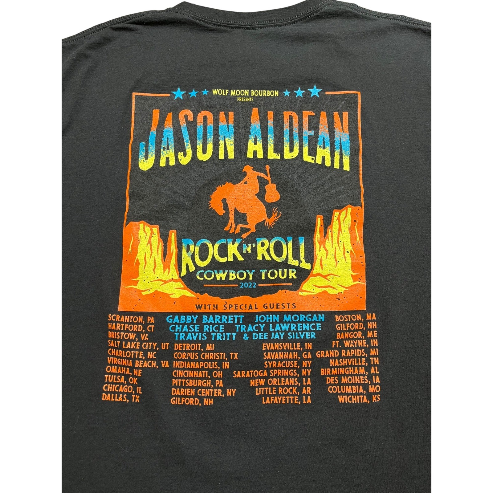 Jason Aldean Rock N' Roll Cowboy Tour 2022 Concert T-Shirt Black Short Sleeve image 5