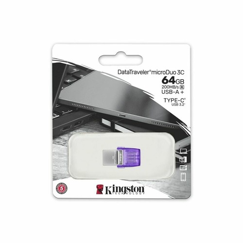 Clé USB Kingston microDuo 3C 64 GB Violet - Afbeelding 3 van 3