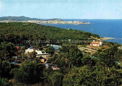 Palamos Calonge Costa Brava ES Camping-Cala-Gogo Kuestenort Wald Meer Panorama B