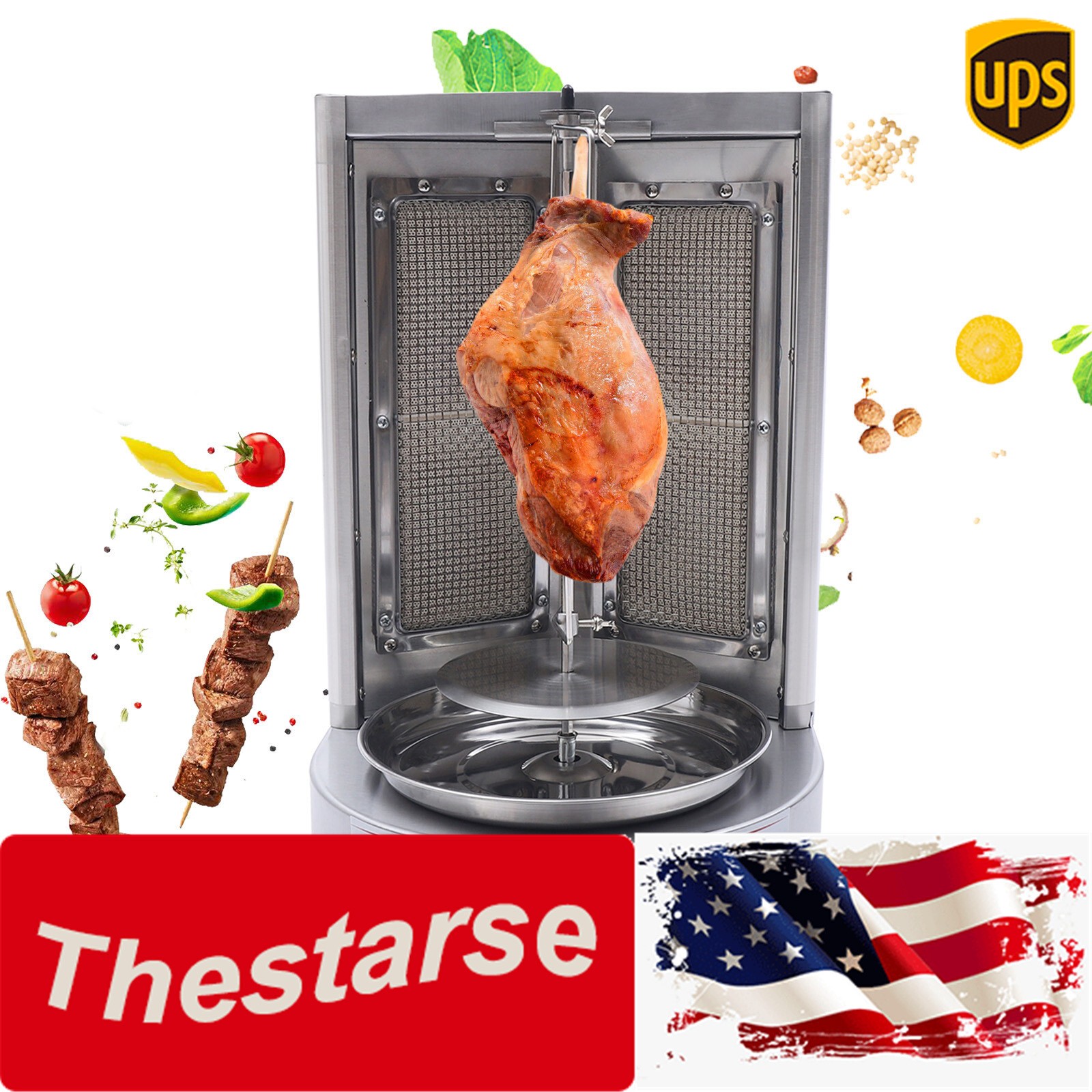 Gas Vertical Broiler Shawarma Machine Spinning Doner Kebab Gyro Grill Machine US