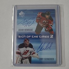 2015-16 SP Authentic Sign of the Times 2 Auto Cory Schneider Adam Henrique  /25
