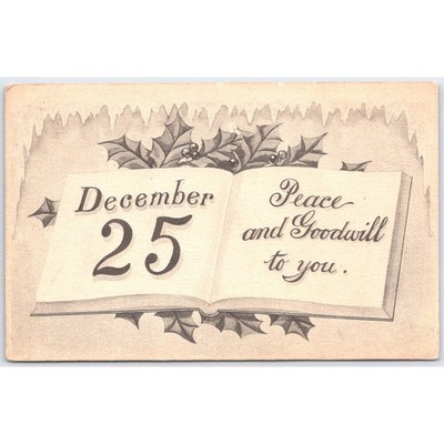 Postcard December 25 Peace and Goodwill 1913 Woodsville NH Christmas