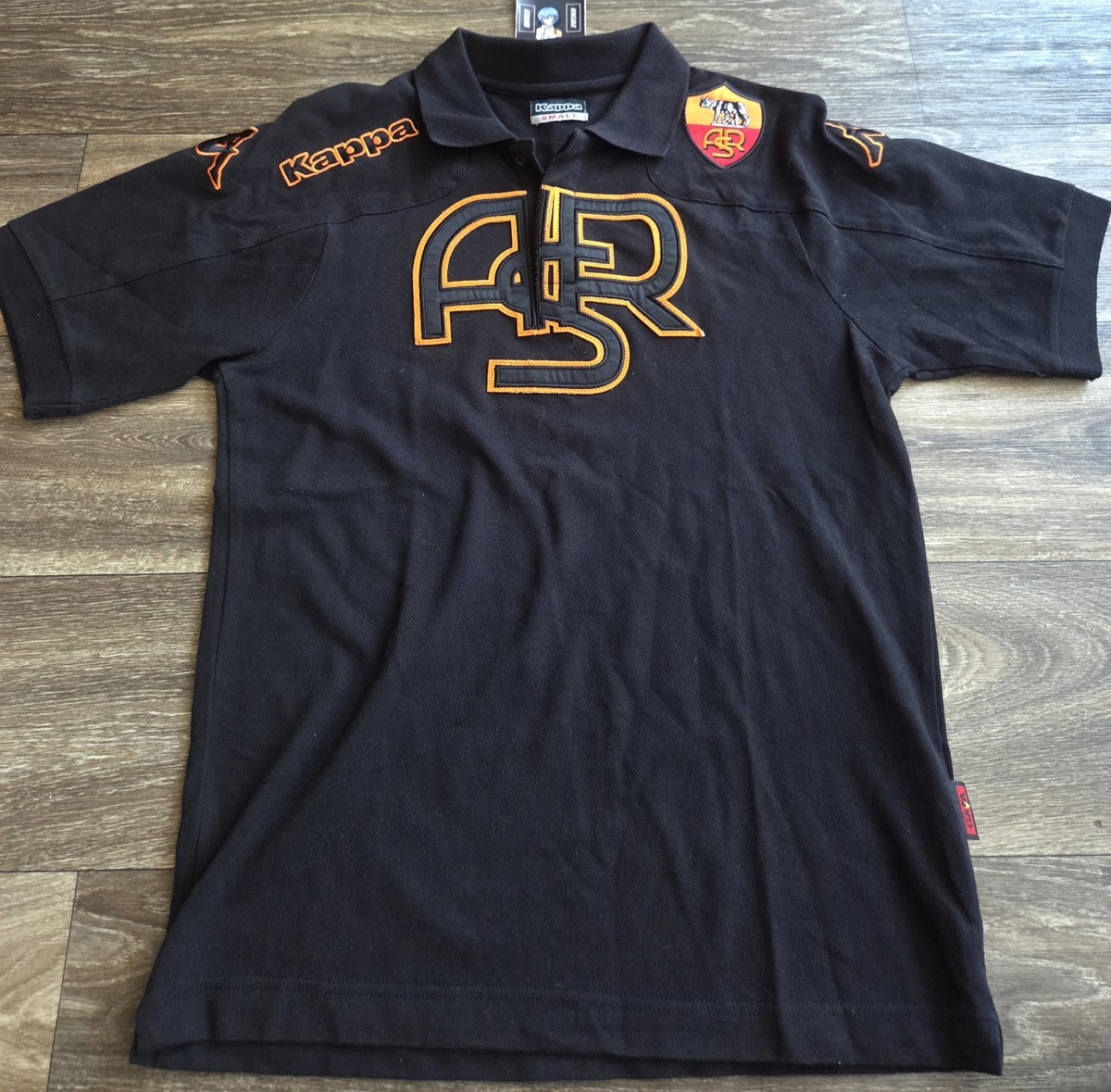 Kappa AS Roma Italy Italia Calcio Polo Shirt Mens Size Small Black