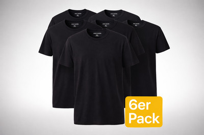 Amazon Essentials Herren T-Shirts Schwarz XXL Baumwolle Rundhals 6er Pack