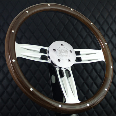 Forever Sharp 18'' Billet Steering Wheel Big Rig Wood Wrap for International T05