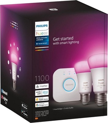 Philips Hue White Color Ambiance Starterset Bridge 2er E27 1100- NEU & OVP
