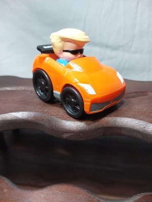Fisher Price Little People Wheelies Orange Sports Car W/ Driver Blonde Boy 