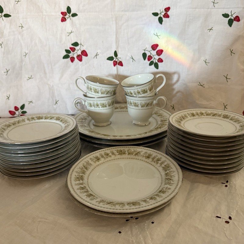 Vintage Porcelain Nitto Garden Lace Tea Party Cup Dish 28pc Set