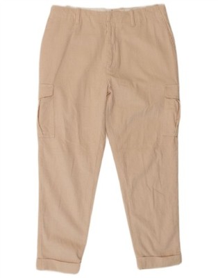 REISS Mens Tapered Cargo Corduroy Trousers W34 L28 Beige Cotton UT11