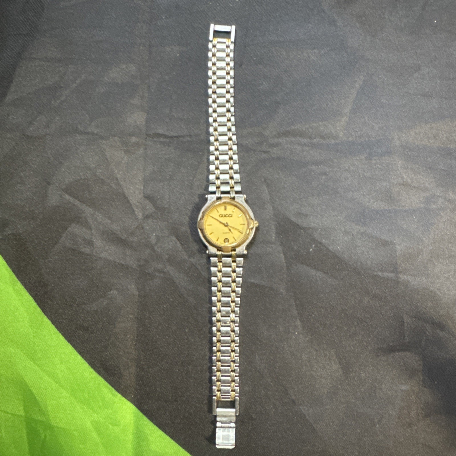 [EXC +5] Vintage GUCCI 9000L Gold Dial Date 24mm Qz Ladies Women Watch JAPAN