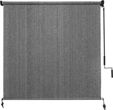 Amagenix 8'x8' Outdoor Roller Shade Cordless Patio Blind Grey #R05