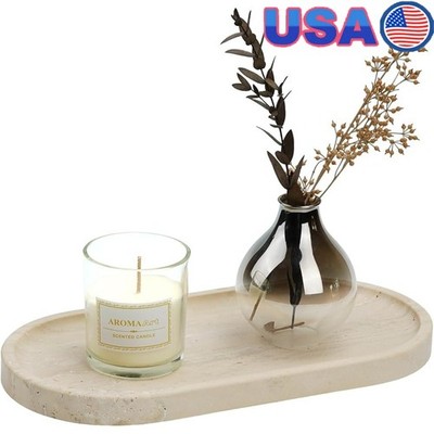 Natural Travertine Decorative Tray Unique Stone Holder Elegant Home Accent New
