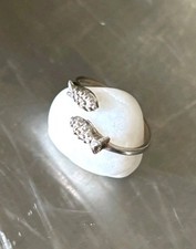 Vintage Silver Bypass Ring 2 Fish Adjustable Size 9